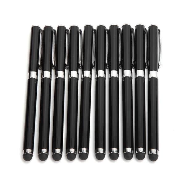 10 stk. Stylus 2-i-1 kapacitiv touchskærm metal kuglepenne computertilbehør sort
