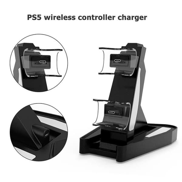 Dobbelt oplader til PS5, trådløs ladestation