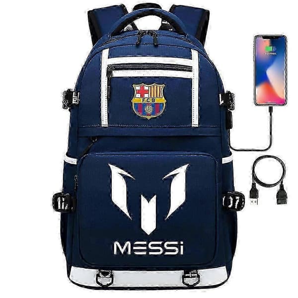 Messi Barcelona Trykt Rygsæk Rejsetaske Studerende Skoletaske Vandtæt Computer blå blue