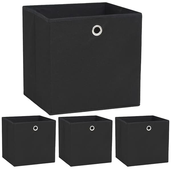 Oppbevaringsbokser 4 stk. Non-woven stoff 32x32x32 cm Svart