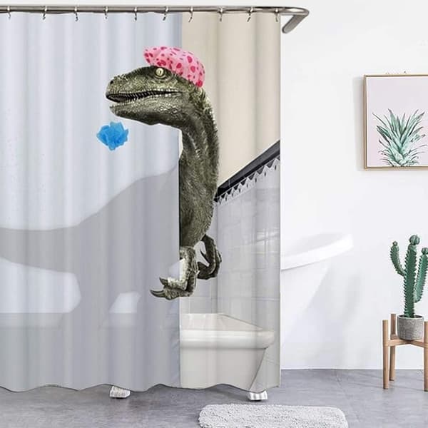 Cute Shower Dinosaur Pattern Shower Curtain 180x180Cm, Waterproof