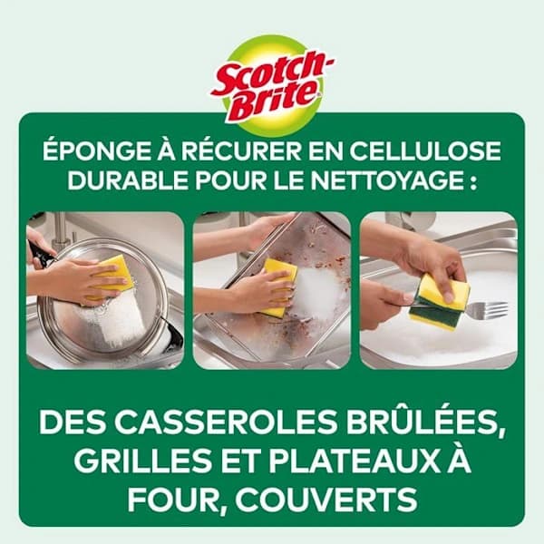 Scotch-Brite Classic Heavy Duty Scouring Sponges, Durable Scourers for Kitchen Grease Removal, 20-pack