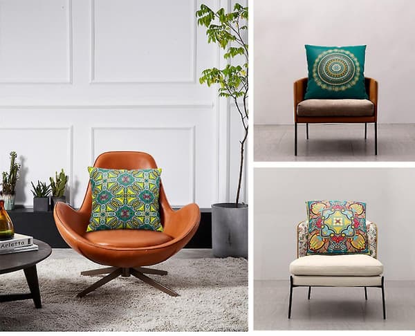 Sæt med 2 dekorative pudebetræk med broderimønster til sofa, etnisk bondegårdsstil, 20x20 tommer