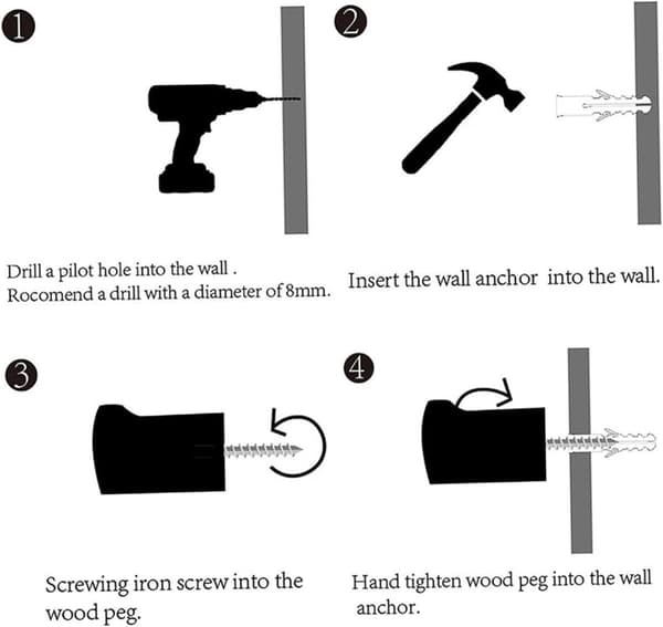 pieces - 3.5*3.5*5 cm - hook - wooden wall hooks - wall-mounted wooden hooks - sturdy coat hook - decorative towel hook