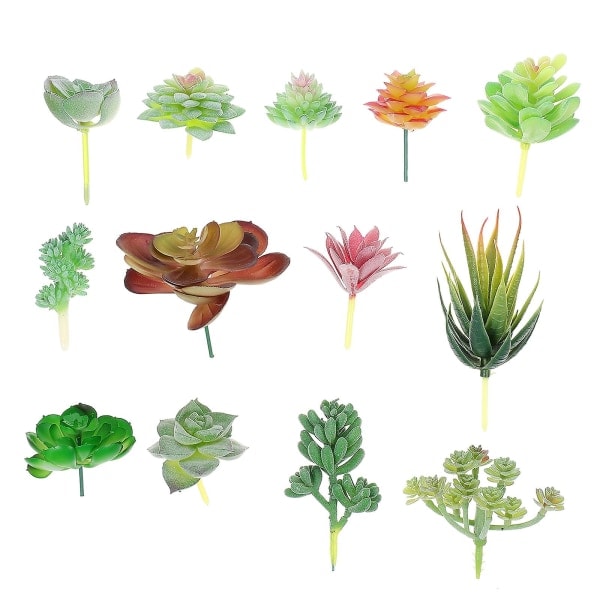 13 stk kunstige sukkulent plantedekorationer Falske sukkulent plantearrangementer (8,5x7,5 cm, forskellige farver)