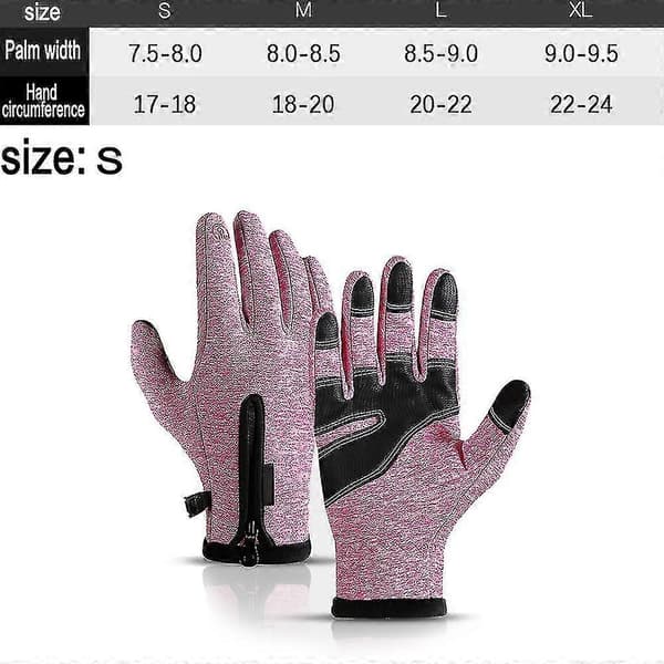 Vinterhandsker til mænd og kvinder, vandtætte varme handsker (pink S)