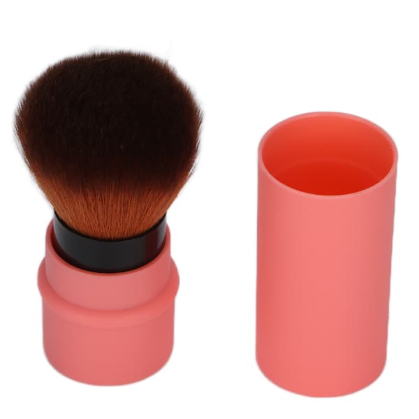 Angled Blush Brush Portable Soft Fluffy Powder Brush with Lid for Blush, Bronzer, Buffing Powder and Cosmetics