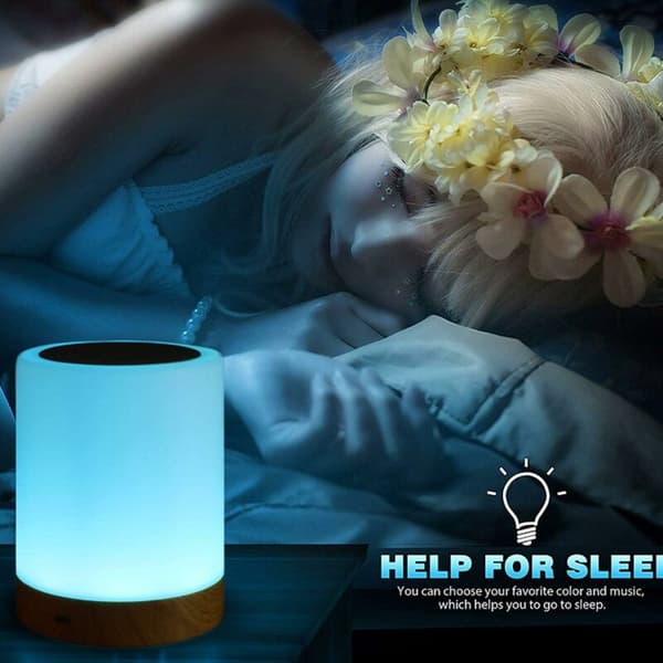 LED-berøringslampe for soverom, stue, kontor - Sengelampe med fargeendrende RGB-sensor - USB-ladeport