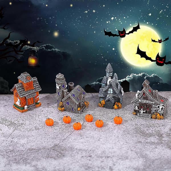 2025 Halloween Harpiksdekorasjon Kunstige Edderkopper Flaggermus Gresskar Miniatyr Dekorative Tilbehør