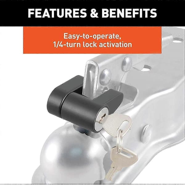 Trailer Hitch Lock - Lock Diameter: 1/4\" - Span: 3/4\" - For RV, Towboat & Truck