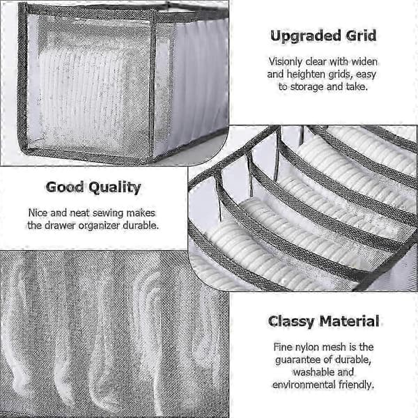Underwear Drawer Organizer, Underwear Organizer with 3 Compartments for Bras and Socks, Foldable
