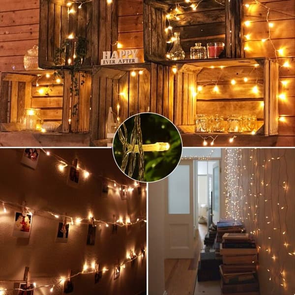 10M 100 LED Christmas Tree String Lights with 8 Modes, Waterproof for Indoor and Outdoor Decoration, Warm White, Transparent Cable