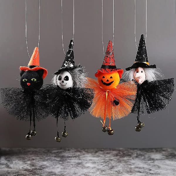 4-pak Halloween Dekoration Spøgelse Græskar Sort Kat Hængende Pynt bd