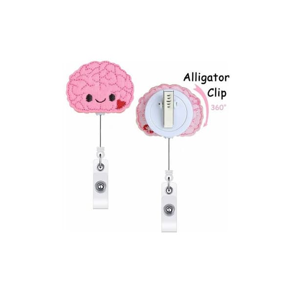 Felt Badges for Nurses, Brain-Shaped Badges and Retractable Heart-Shaped Badge Holder LYLM