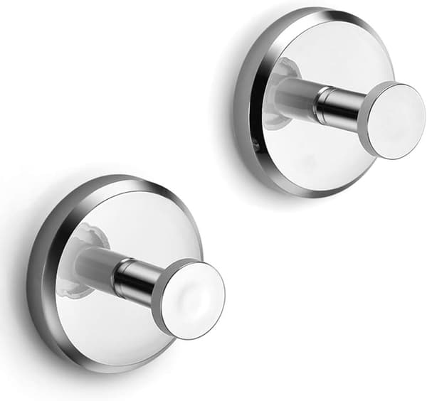 Suction Cups for Shower, Bathroom, Kitchen, Hanging Items up to 6.8 kg - Waterproof and Dustproof, Chrome (2-pack)