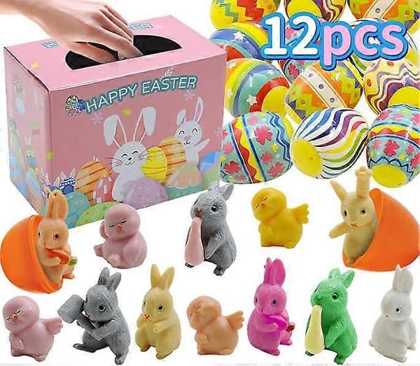 Påskeæg, overraskelsesæg til børn drenge piger 12 stk kanin rabbit