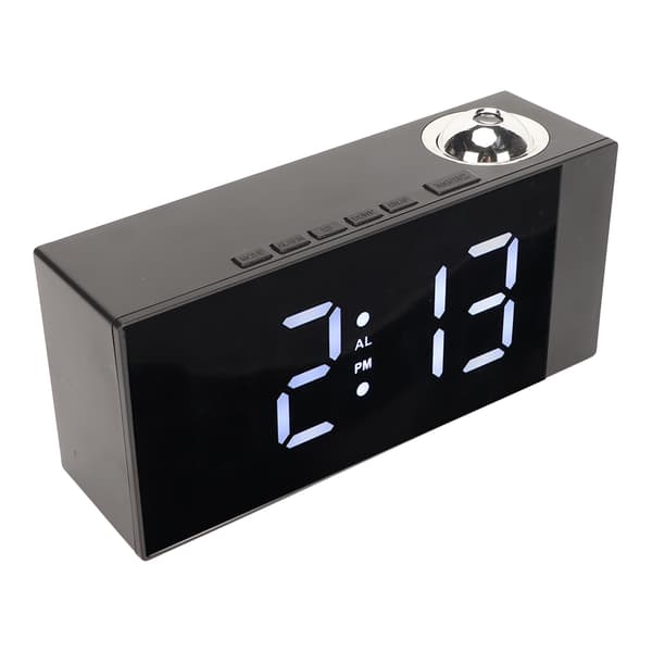 Projection Digital Alarm Clock 180 Degree Rotation Adjustable Brightness USB Charging LED Alarm Clock for Office Bedroom White Light