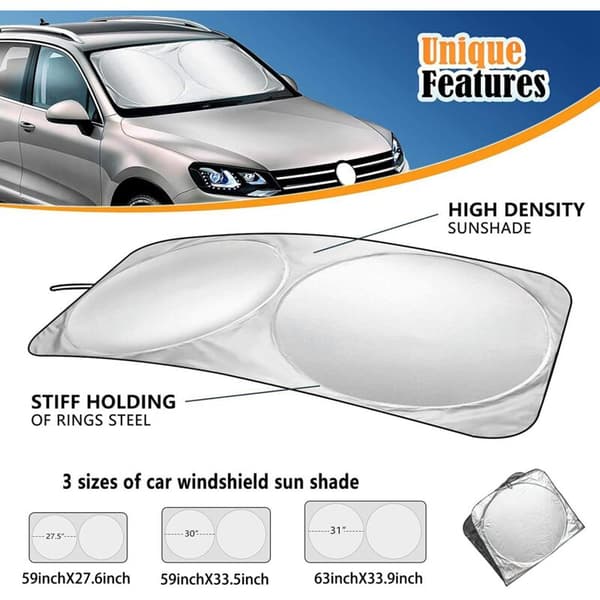 Foldable Car Window Sun Shade, Windshield Sunshade for Most Sedans, SUVs, Trucks, Keeps Your Vehicle Cool - S