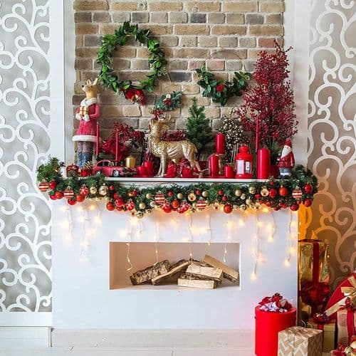 50 julekuler: 4 cm ornament i rødt og gull