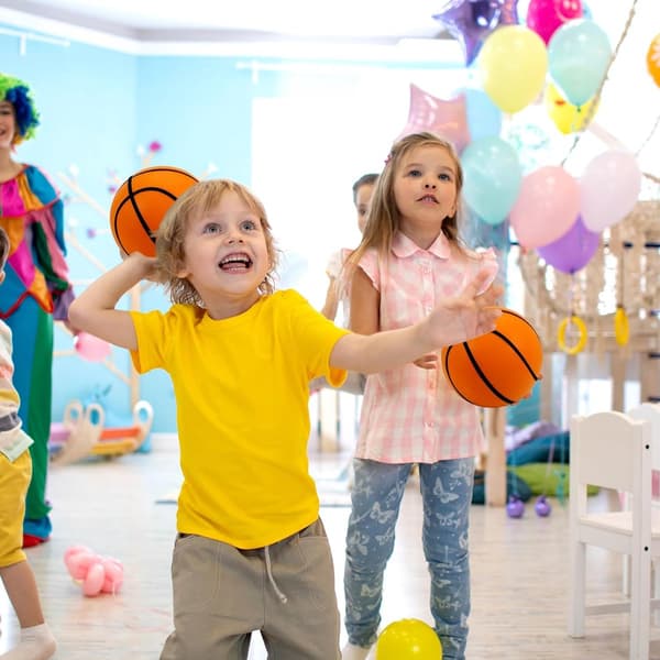 Silent Foam Ball, PU Soft High Bouncing Noise-Reducing Indoor Dribbling Training Ball for Kids, Orange 21cm