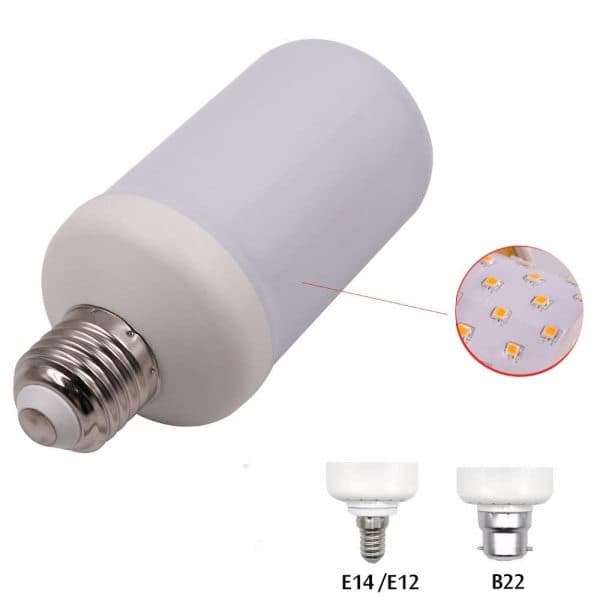 LED-lampe med brændende lyseffekt, E14