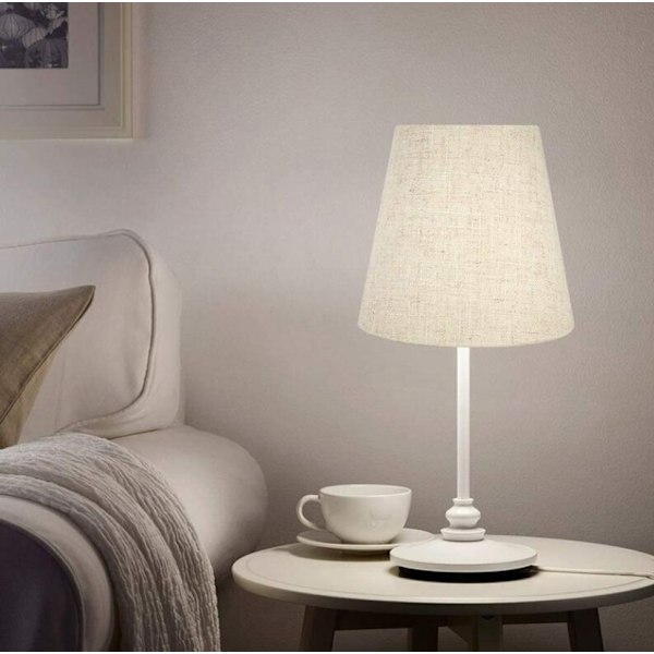 Sæt med 6 små lampeskærme, hessian lampeskærme med pæreklemme til bordlampe og gulvlampe, beige nordisk loftlampe