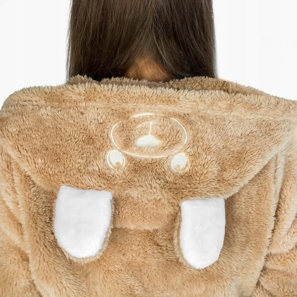 Badekåbe med hætte med bamse, lang, varm, tyk Kigurumi badekåbe til kvinder M