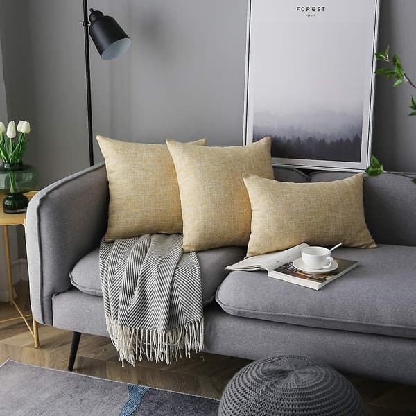 Sæt med 2 beige pudebetræk i landlig stil, dekorative firkantede pyntepudebetræk 18x18 tommer til sofadekoration