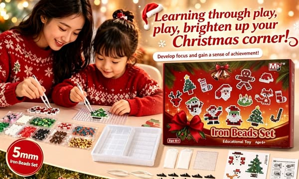 Christmas Bead Set, Educational Iron Beads DIY Craft Set for Children 6+
