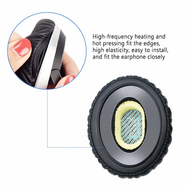 Erstatnings-skumøreputer for Bose SoundLink On-Ear (OE), On-Ear 2 (OE2), OE2i og SoundTrue On-Ear (OE) hodetelefoner (Svart)