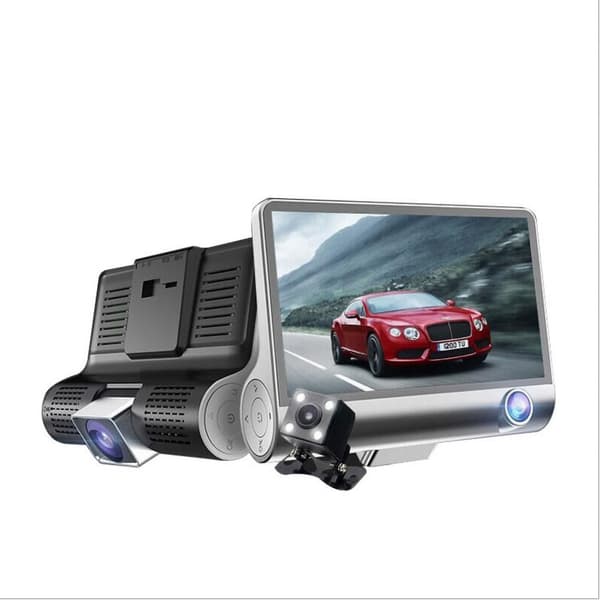 Car Dash Cam Night Vision Reversing Camera Dual Lenses with Rear Camera Waterproof Driving Recorder 3-Way Recording