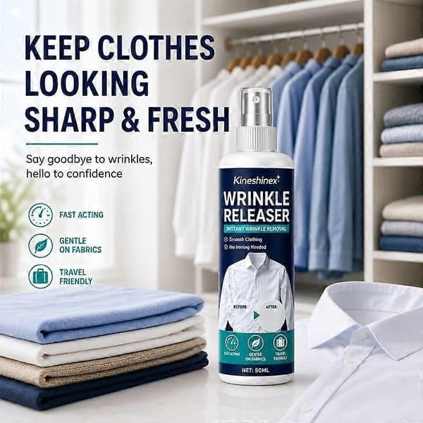 Wrinkle Remover Fabric Spray, Fresh Scent Static Reducer, Safe for Multiple Fabrics Garment Smoothing Spray Household Travel 100ml 1pcs 100ml 1pcs