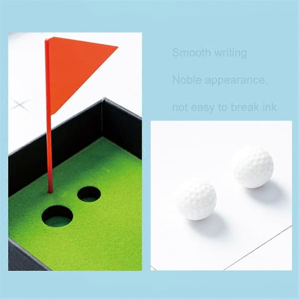 Golf Pennset Mini Skrivebordsgolfbold Pennegave Inkluderer Putting Green 3 Køller Penne Bolde og Flag