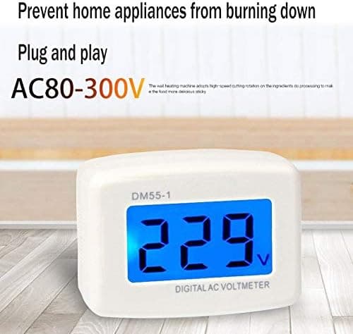 220V Blå baggrundsbelyst digital LCD voltmeterpanel spændingstester EU-stik DM55-1 AC 80-300V