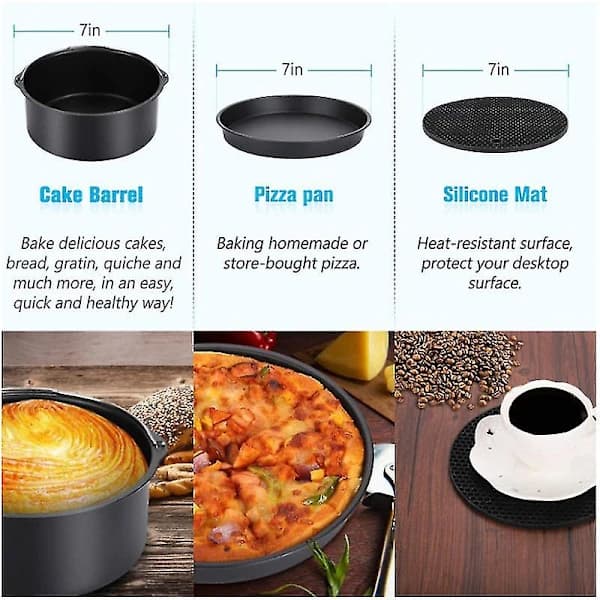 Frituregryde Airfryer Tilbehør Passer til alle Airfryere 6/7/8 tommer 5 dele sæt (størrelse: 6 tommer 5 stk sæt) [CO]