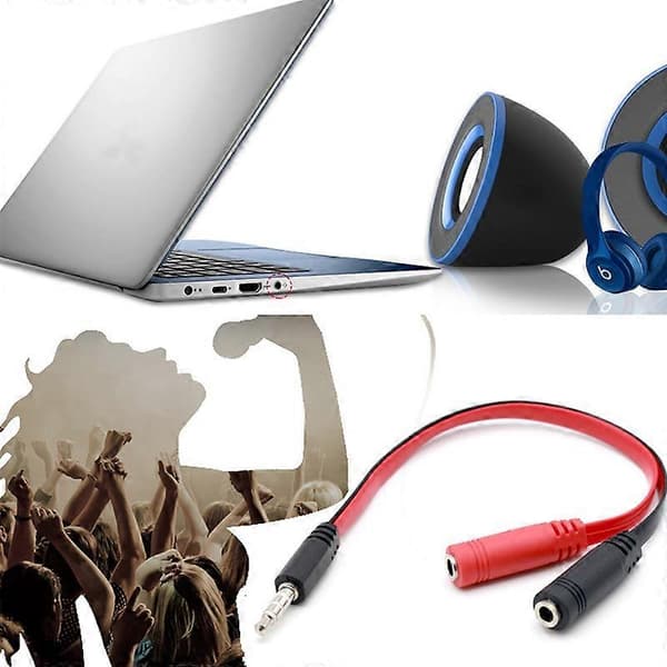 PVC 1 hann til 2 hunn 3.5mm lydadapterkabel splitter for telefon laptop PC