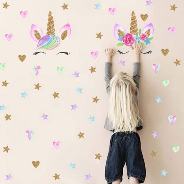 2-pack Unicorn Decal Cartoon Wall Decal, Removable Wall Decal, Unicorn Wall Decal, Wall Decoration Graffiti Decal