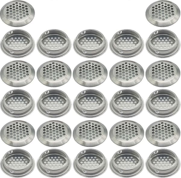 27 stykker 35 mm ventilationsriste i rustfrit stål, rund mesh åndbar | Til køkkenmøbler, ventilationsåbning i rustfrit stål | Til skabe