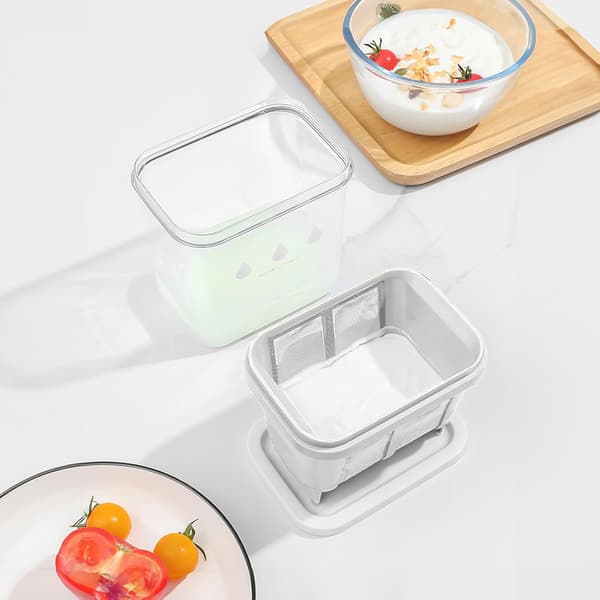 Yoghurt Strainer, 1100 ml Yoghurt Whey Maker with Fine Mesh Juice Strainer and Lid, Leak-Proof Multifunctional Strainer for Making Thick Greek Yoghurt