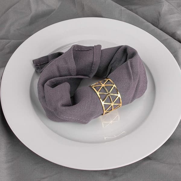 Gold Napkin Rings, 12-Pack, Triangular, for Weddings, Anniversaries, Parties, and Birthdays