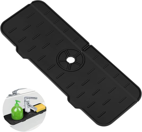 Faucet Handle Drip Tray, Silicone Counter Mat for Faucet, Drying Mat, Mu