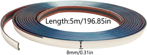 Kromlist til bil 8mm*5m Kromklistremerke Støping til bilkarosseri Vindus utvendig dekorasjon (5M, 8mm)-FX-
