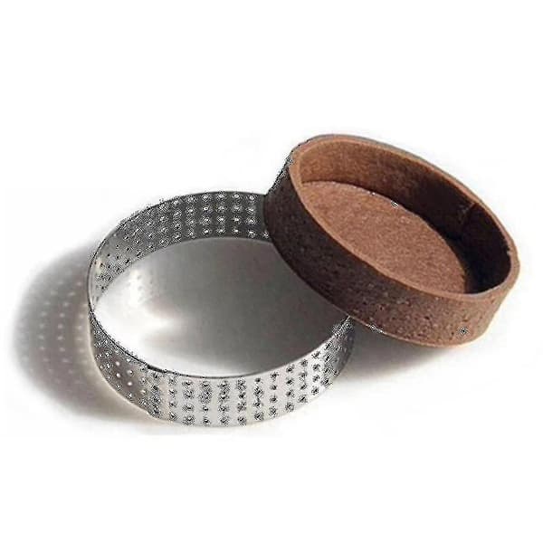 12 stk. 6 cm kageforme i rustfrit stål, kageform, cirkulær udstikker, wienerbrødsring, varmebestandig, perforeret-FX-