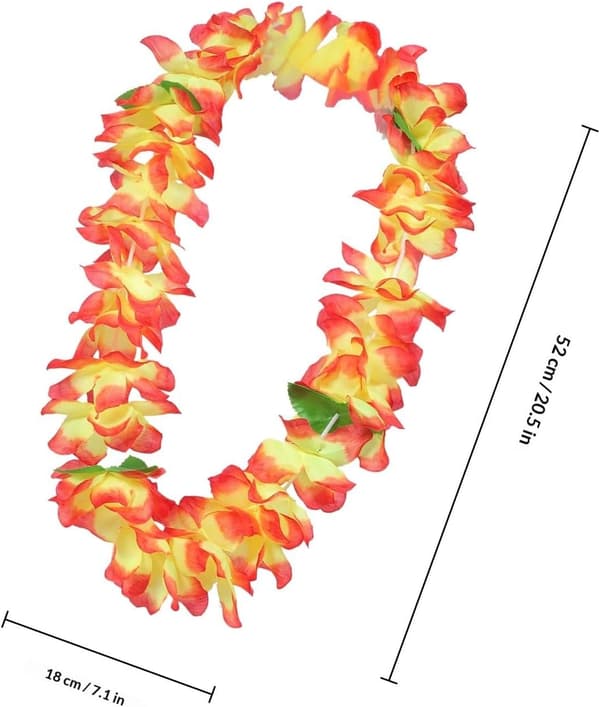 12 stk hawaiiske blomsterkjeder for Hawaii-fest voksne -