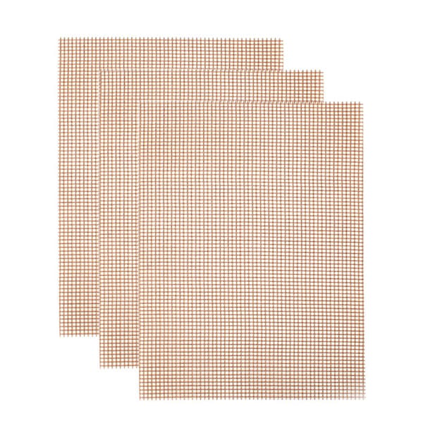 Sett med 3 BBQ-bakematter Rektangulær Grillmatte Sklisikker Gjenbrukbar Klippbar Ovnsmatte for BBQ, Brun, 40x30cm