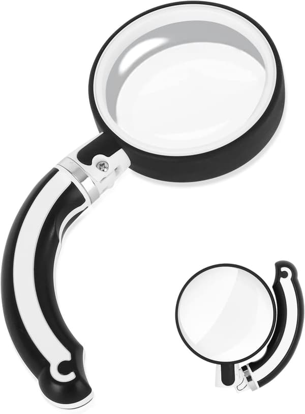 3,5x forstørrelsesglas foldbart håndholdt læseforstørrelsesglas, 75 mm
