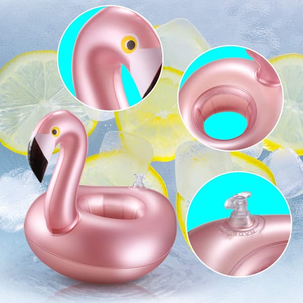 12-pack uppblåsbara dryckeshållare, flamingodesign, återanvändbara