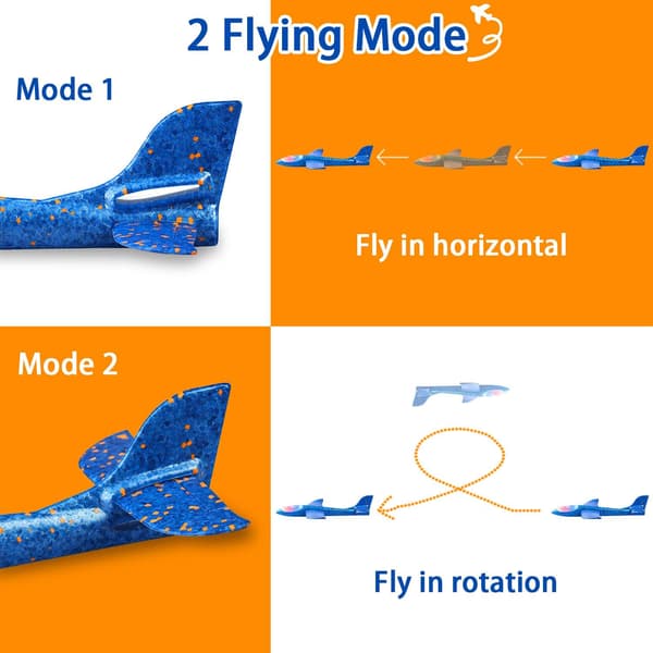2-pack LED-upplysta flygplan, 17,5 tum stora flygplan i skum att kasta, 2 st