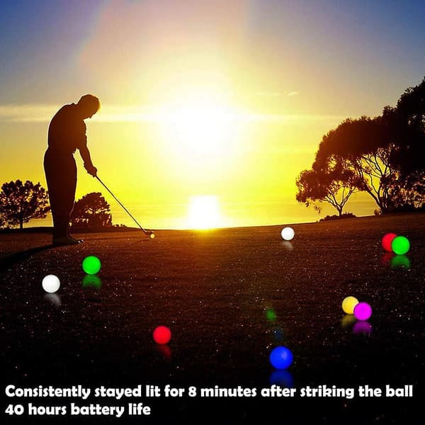 6 LED Golfbolde, Lysende Golfbolde, Selvlysende Golfbolde til Natgolf, Natøvelse og Lange Golfslag