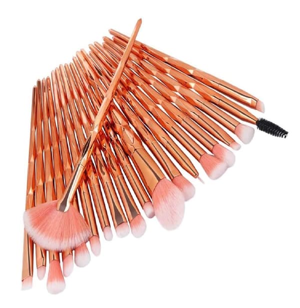 20-delars sminkborstset, premiumborstar (ROSÉGULD)